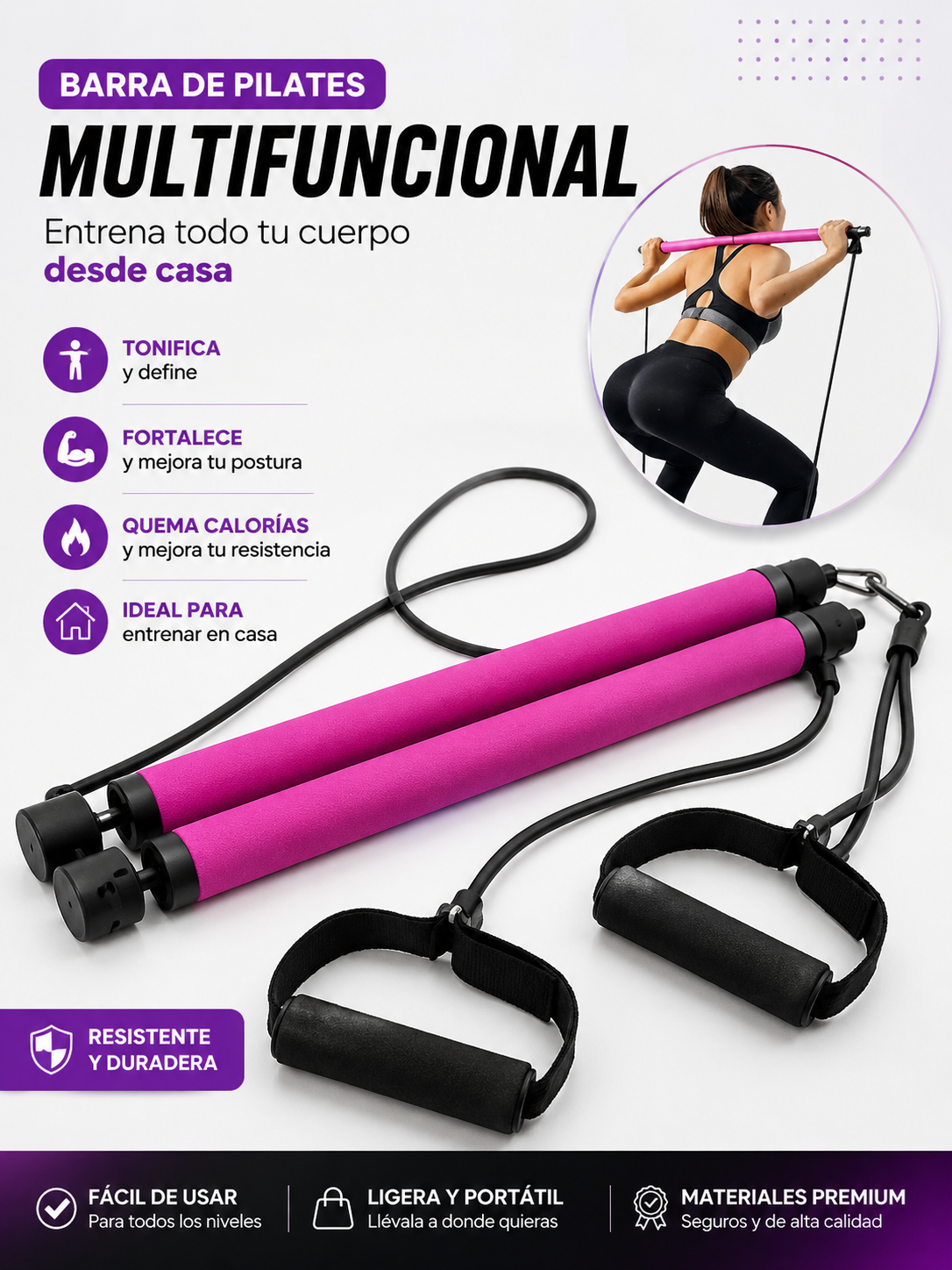 Barra pilates 4 en 1
